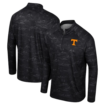 Men's Colosseum Black Tennessee Volunteers Carson Raglan Quarter-Zip Jacket