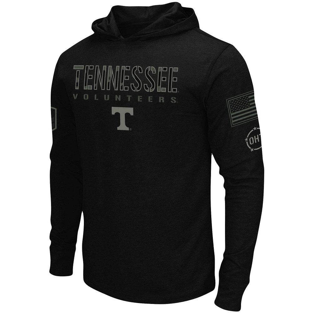 Men's Colosseum Black Tennessee Volunteers OHT Military Appreciation Hoodie Long Sleeve T-Shirt