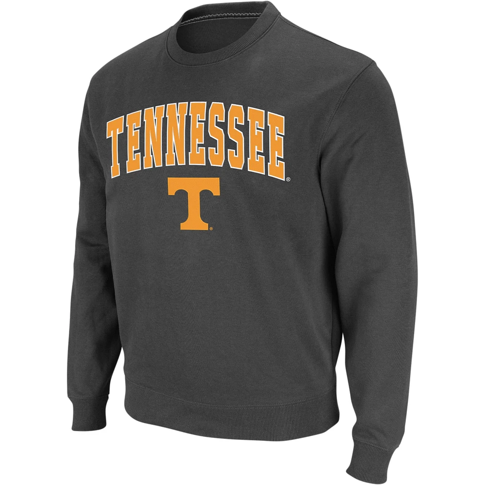 Men's Colosseum Charcoal Tennessee Volunteers Arch & Logo Crew Neck Sweatshirt