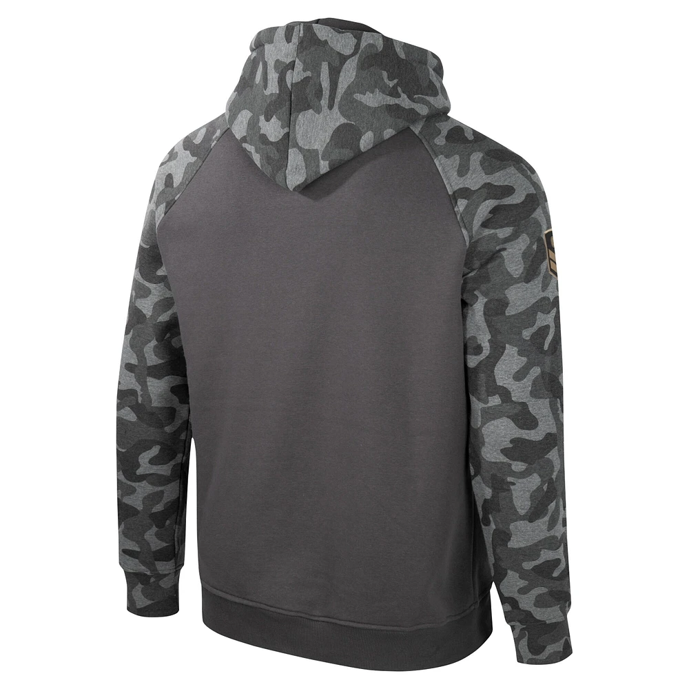 Colosseum Charcoal Tennessee Volunteers OHT Military Appréciation Camo Raglan Pull à capuche pour hommes