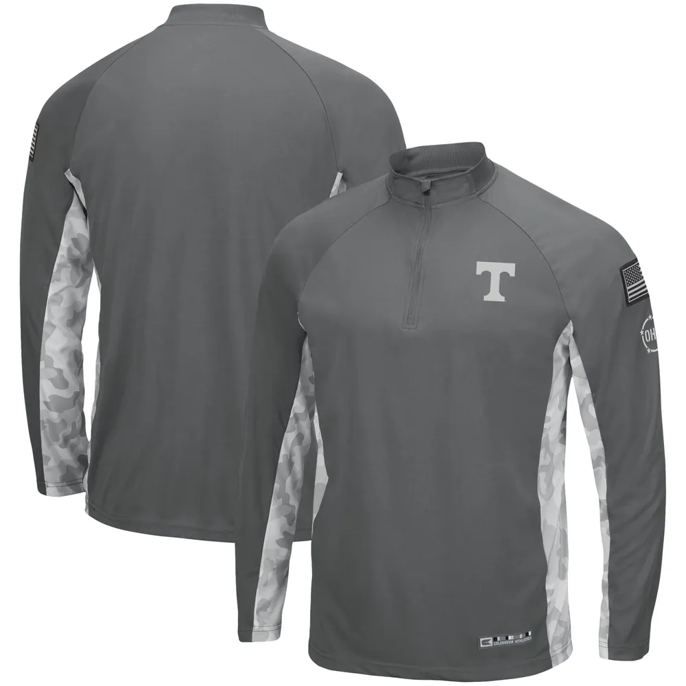 Men's Colosseum Gray/Camo Tennessee Volunteers OHT Military Appreciation Swoop Quarter-Zip Jacket