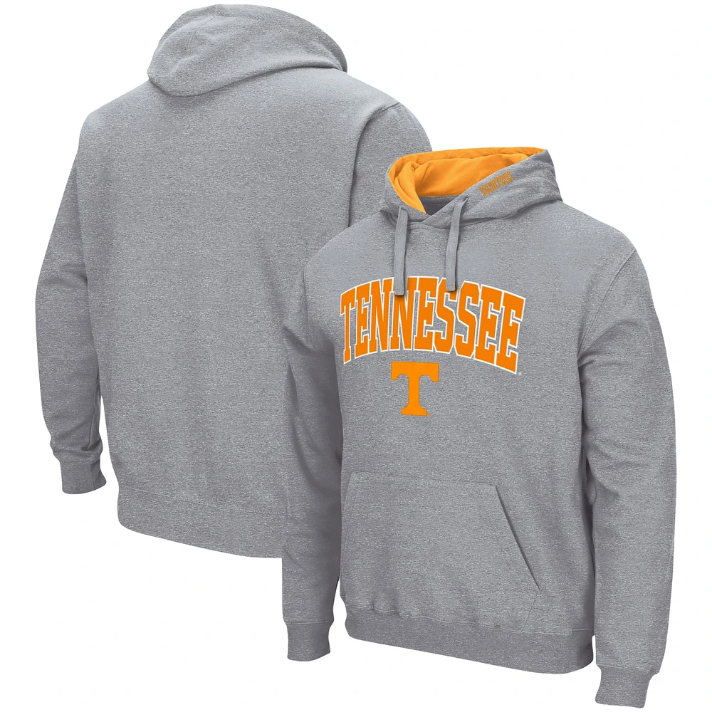 Men's Colosseum Heather Gray Tennessee Volunteers Arch & Logo 3.0 Pullover Hoodie