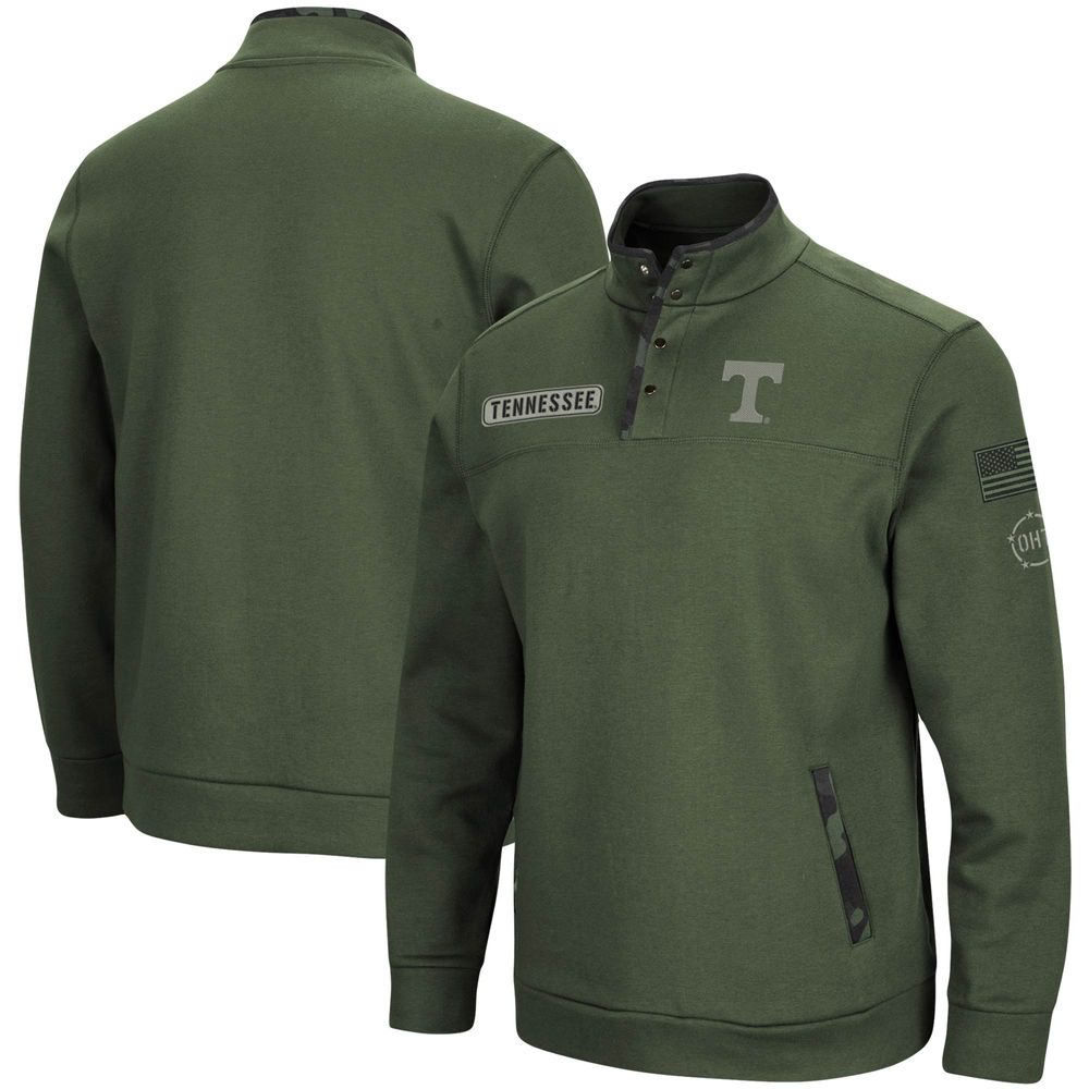 Men's Colosseum Olive Tennessee Volunteers OHT Military Appreciation Digit Quarter-Snap Jacket