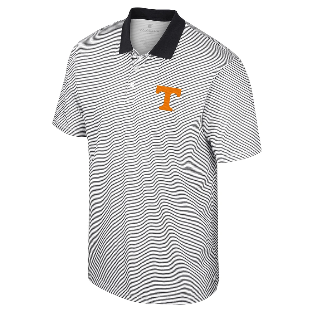 Men's Colosseum White/Black Tennessee Volunteers Print Stripe Polo