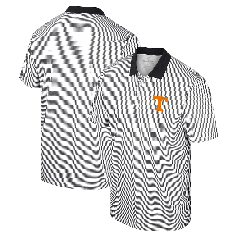 Men's Colosseum White/Black Tennessee Volunteers Print Stripe Polo