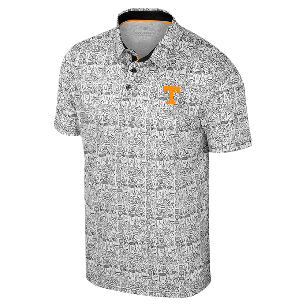 Polo imprimé sur toute la surface pour homme Colosseum White Tennessee Volunteers Big & Tall It's Time!