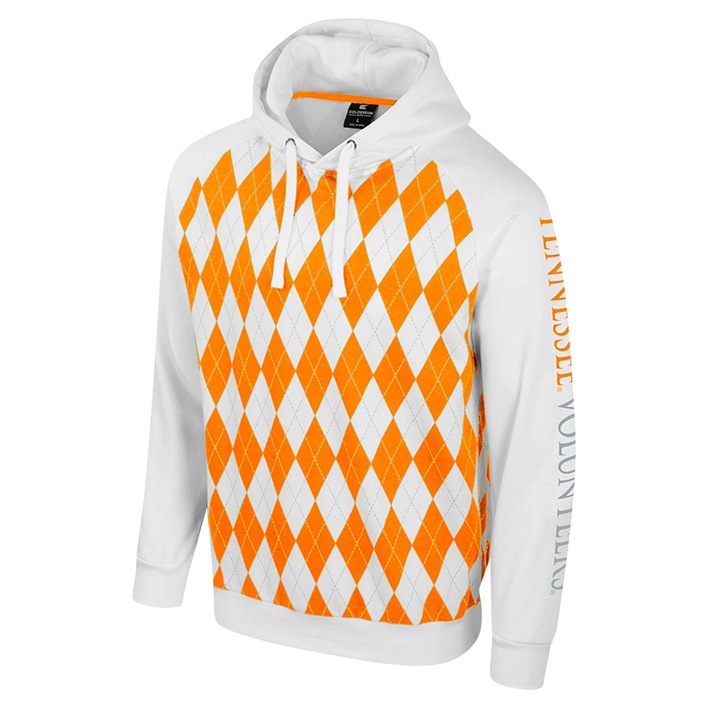 Men's Colosseum White Tennessee Volunteers The Dealio Raglan Pullover Hoodie