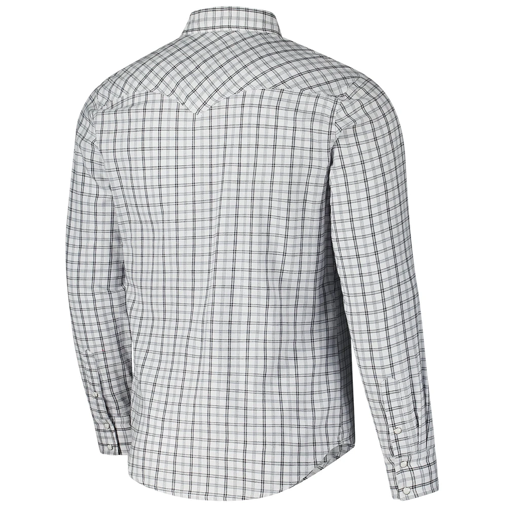 Men's Colosseum x Wrangler White Tennessee Volunteers Plaid Window Pane Long Sleeve Full-Snap Shirt