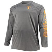 Men's Columbia Charcoal Tennessee Volunteers Big & Tall Terminal Tackle Omni-Shade Long Sleeve Raglan T-Shirt