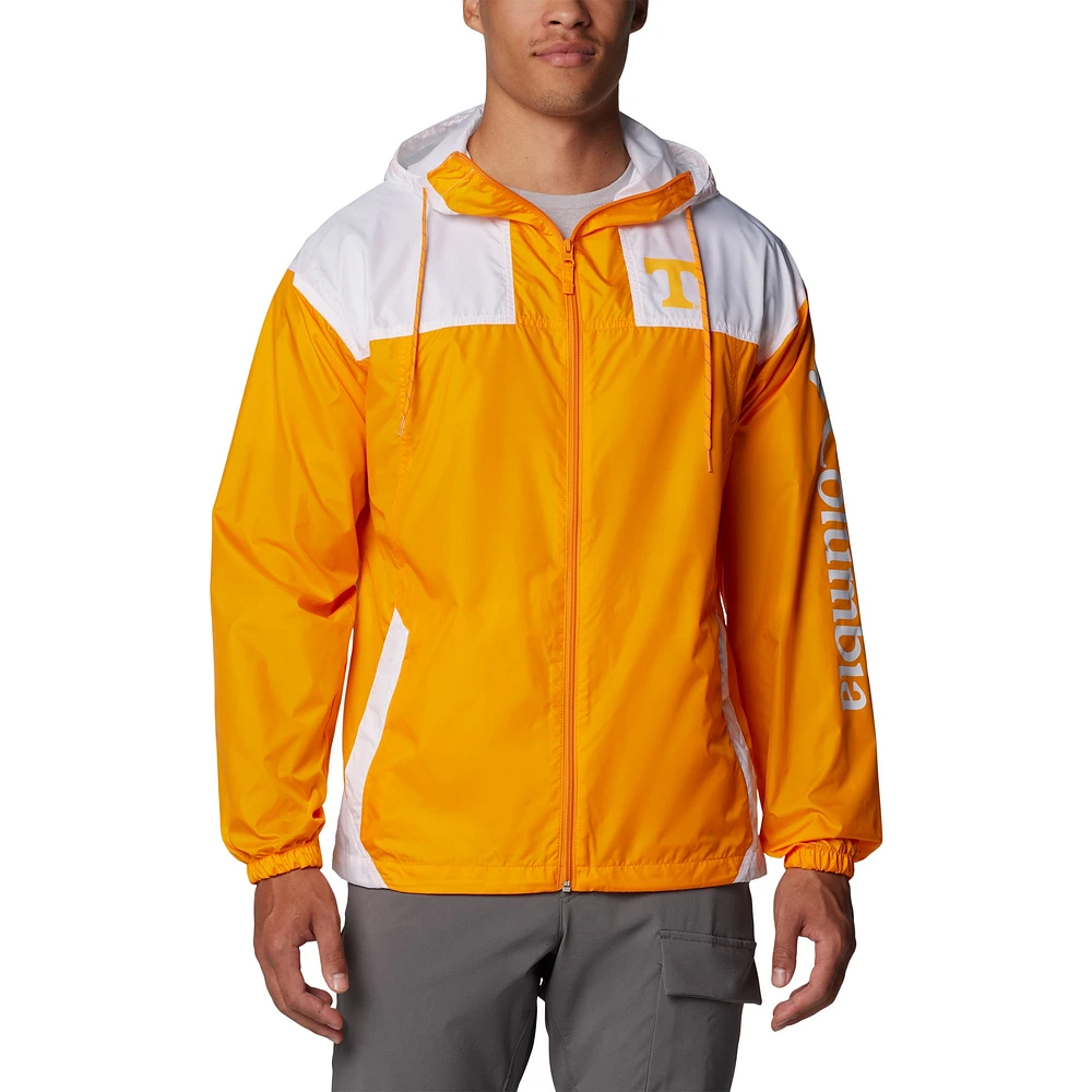 Veste coupe-vent entièrement zippée Columbia Tennessee Orange Volunteers Flash Challenger II Omni-Shade pour homme