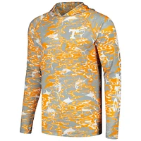 T-shirt à capuche manches longues pour homme Columbia Tennessee Orange Volunteers PFG Terminal Tackle Omni-Shade Rippled