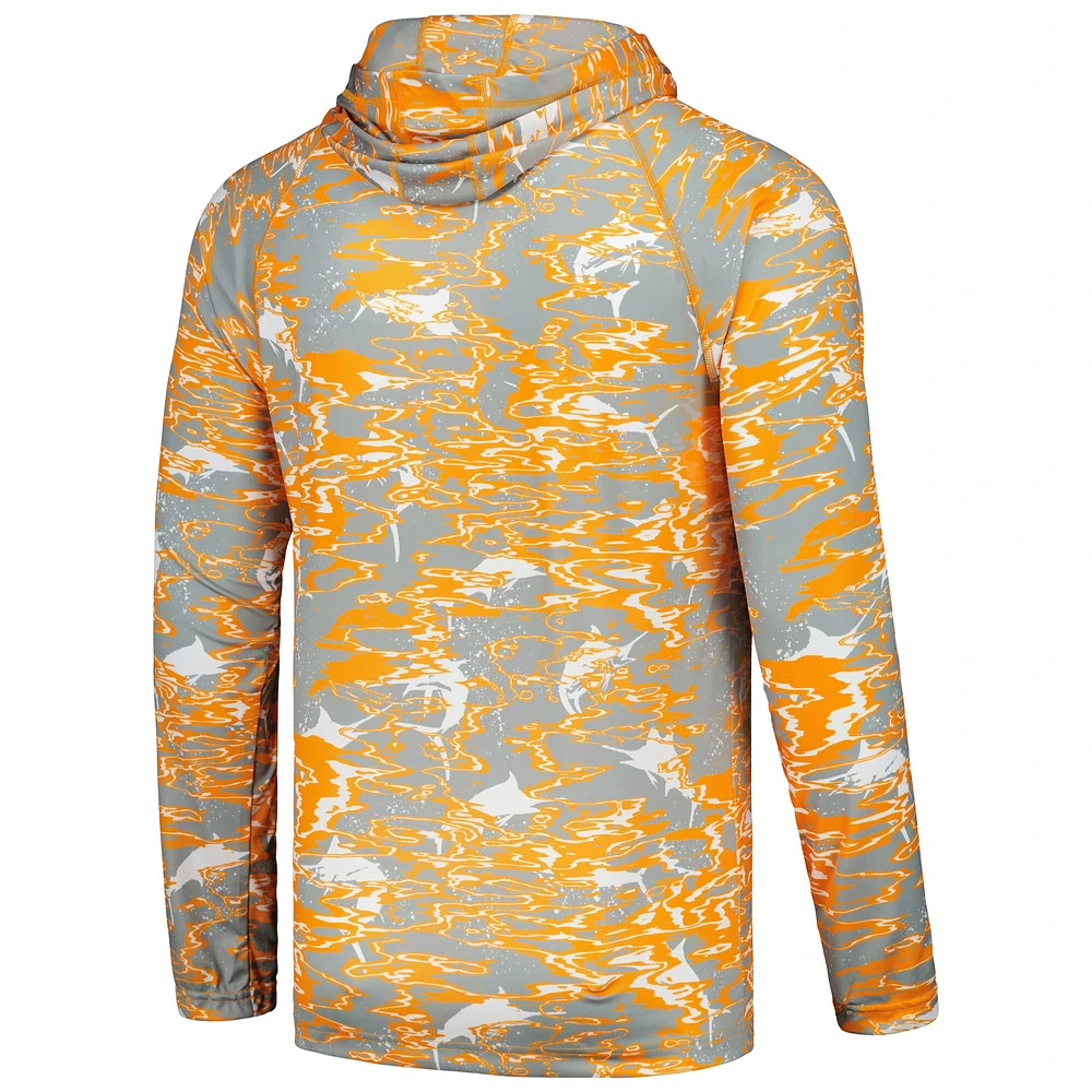 T-shirt à capuche manches longues pour homme Columbia Tennessee Orange Volunteers PFG Terminal Tackle Omni-Shade Rippled