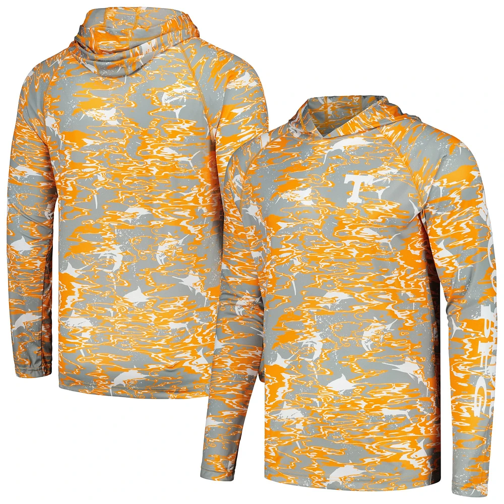 T-shirt à capuche manches longues pour homme Columbia Tennessee Orange Volunteers PFG Terminal Tackle Omni-Shade Rippled