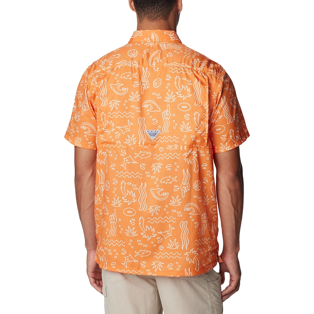 Chemise boutonnée Columbia Tennessee Orange Volunteers Super Slack Tide Omni-Wick pour hommes