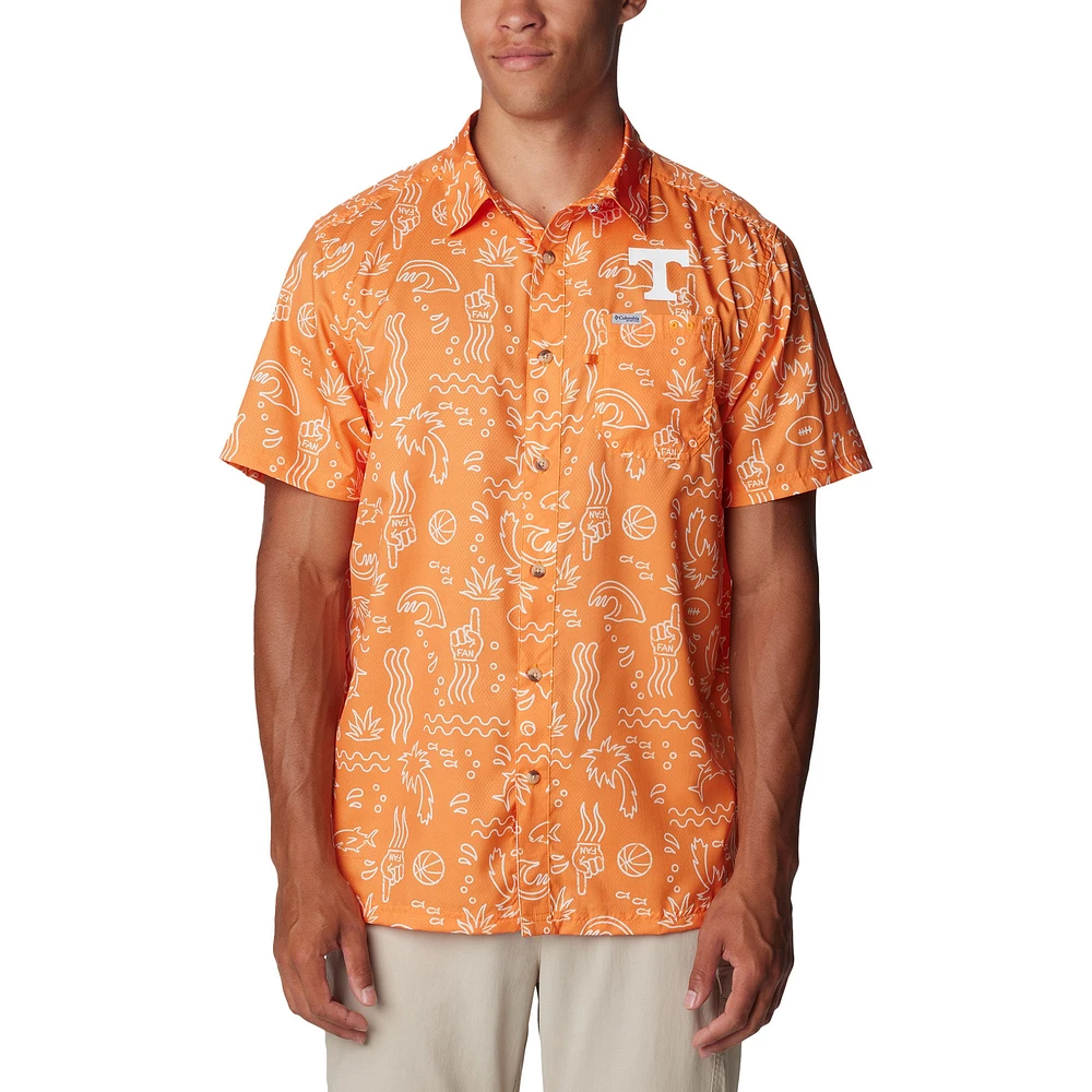 Chemise boutonnée Columbia Tennessee Orange Volunteers Super Slack Tide Omni-Wick pour hommes