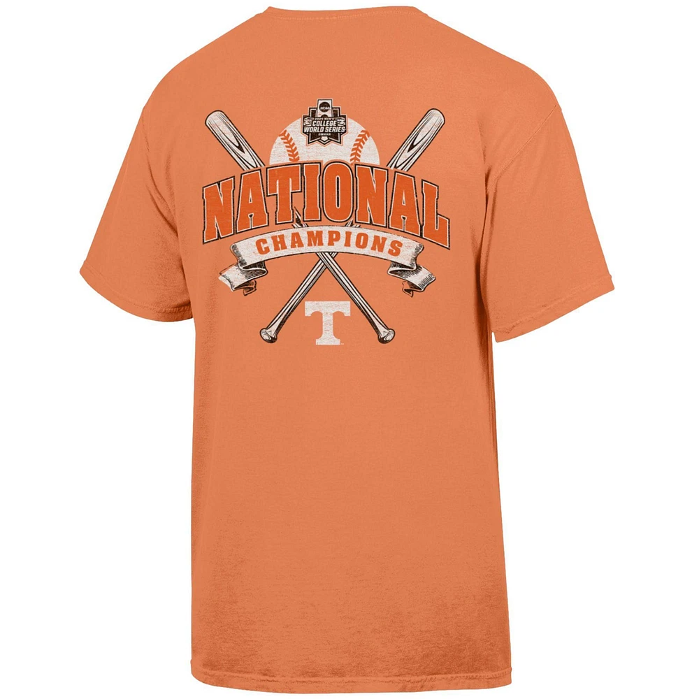 T-shirt pour hommes Comfort Wash Tennessee Orange Volunteers 2024 NCAA Baseball College World Series Champions