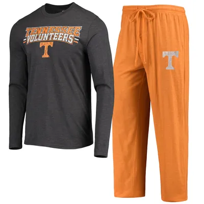 Tennessee Volunteers Concepts Sport Meter Long Sleeve T-Shirt & Pants Sleep Set - Orange/Heathered Charcoal