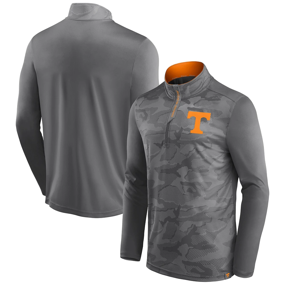 Men's Fanatics Gray Tennessee Volunteers Depth Chart Camo Jacquard Quarter-Zip Jacket