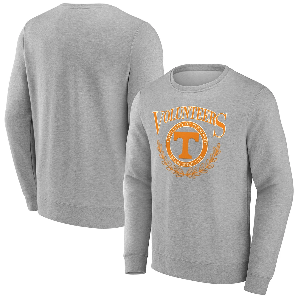 Men's Fanatics Heather Gray Tennessee Volunteers Laurel Classic Fleece Pullover Sweatshirt