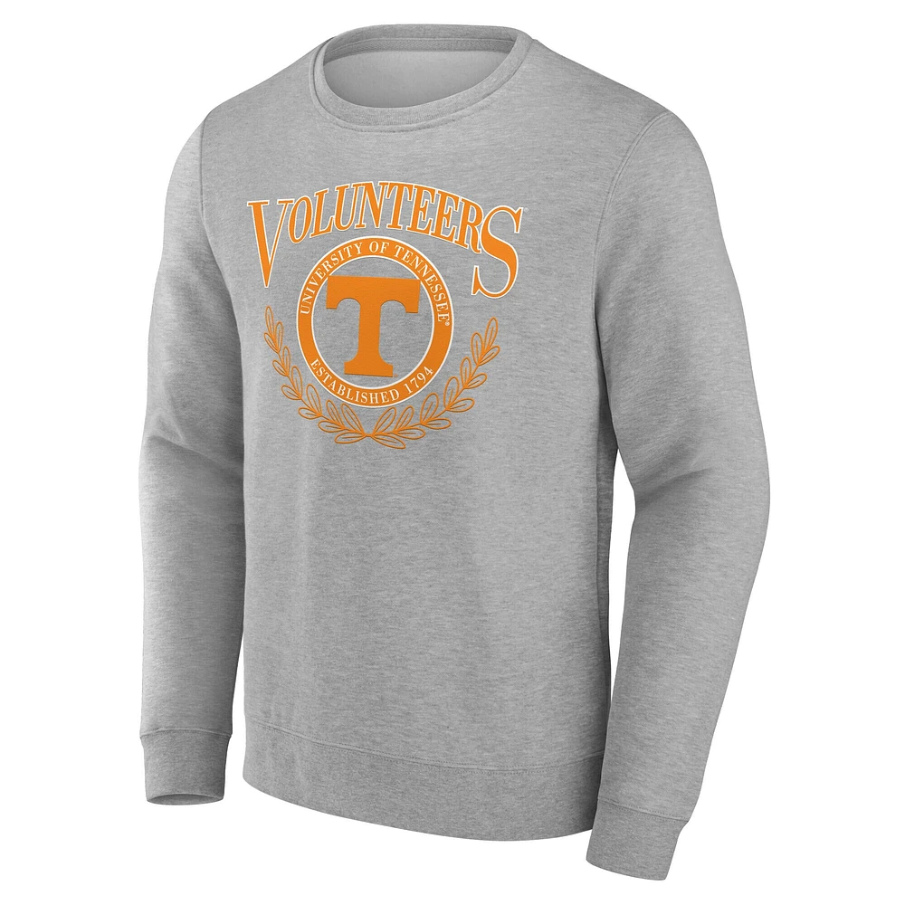 Men's Fanatics Heather Gray Tennessee Volunteers Laurel Classic Fleece Pullover Sweatshirt