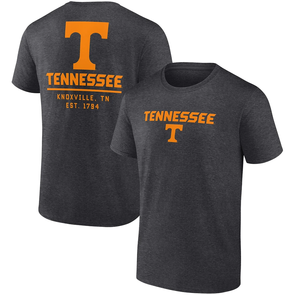 T-shirt à 2 coups Fanatics Heathered Charcoal Tennessee Volunteers Game Day pour hommes