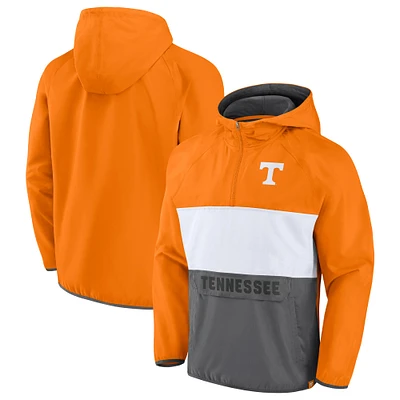 Men's Fanatics Tenn Orange/Heather Gray Tennessee Volunteers Victory On Raglan Quarter-Zip Hoodie