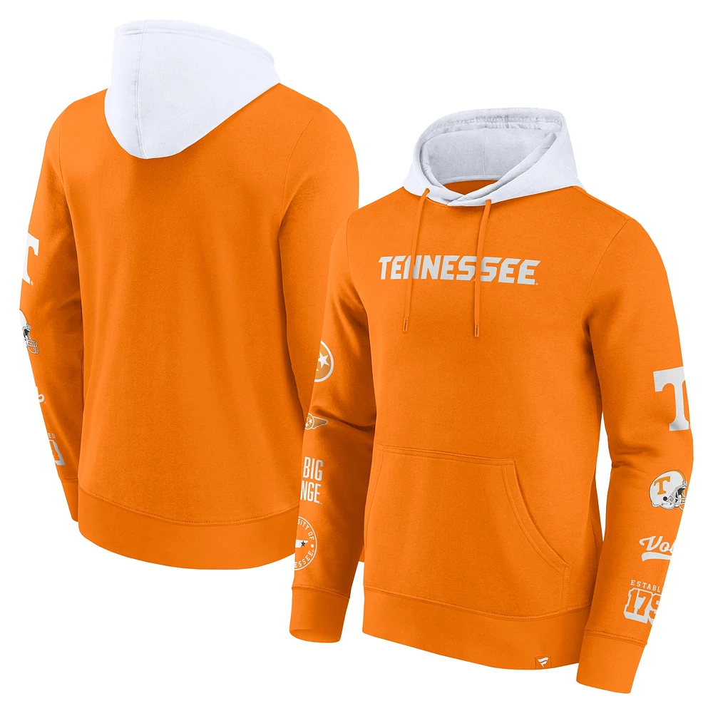 Sweat à capuche en polaire blocs de couleurs Tennessee Volunteers Orange/Blanc Fanatics pour hommes