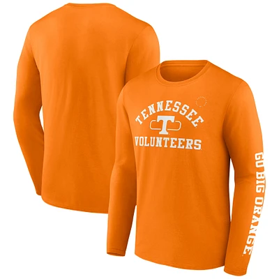 Men's Fanatics Tennessee Orange Volunteers Modern Arch 2-Hit Long Sleeve T-Shirt