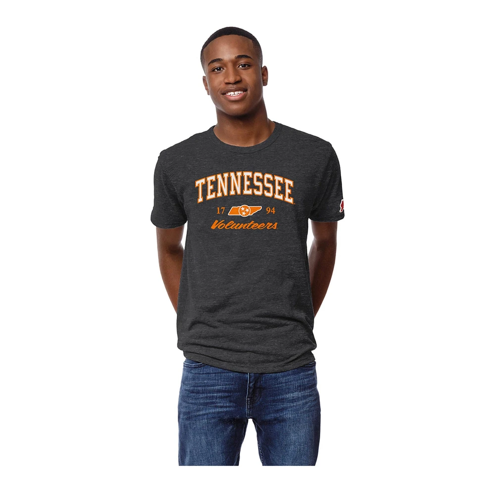 Men's League Collegiate Wear Charcoal Tennessee Volunteers Arch Script Victory Falls Tri-Blend T-Shirt