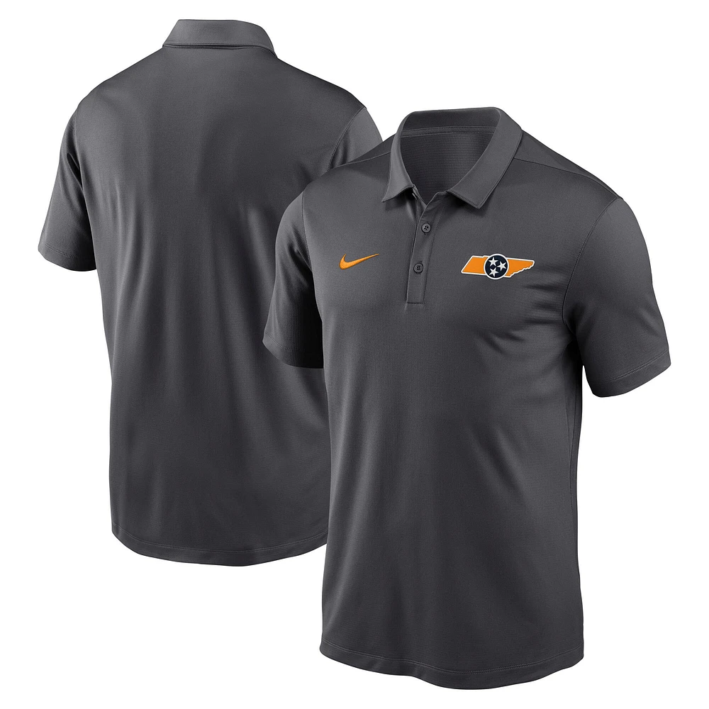 Polo de franchise des volontaires du Tennessee Nike anthracite pour hommes