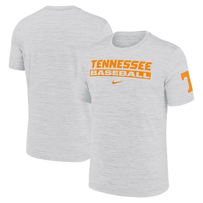 T-shirt Nike Ash Tennessee Volunteers Velocity Baseball Wordmark Stack Performance pour homme