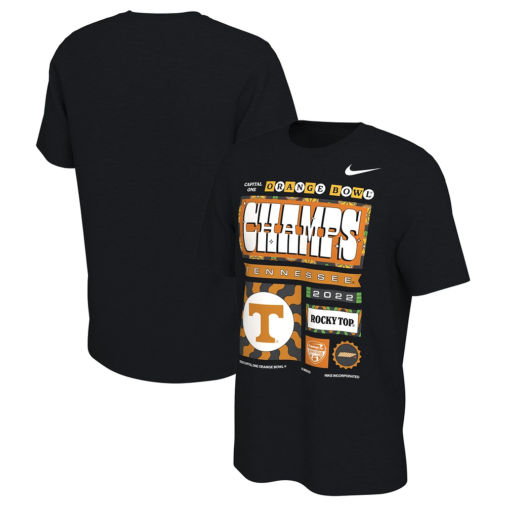 T-shirt Nike Tennessee Volunteers 2022 Orange Bowl Champions pour homme Noir