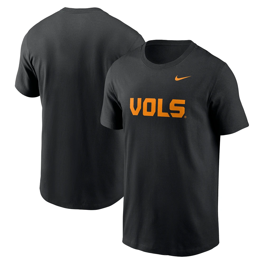 T-shirt Nike noir Tennessee Volunteers Primetime avec logo alternatif pour homme