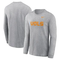 T-shirt à manches longues Nike gris chiné pour homme avec logo alternatif Tennessee Volunteers