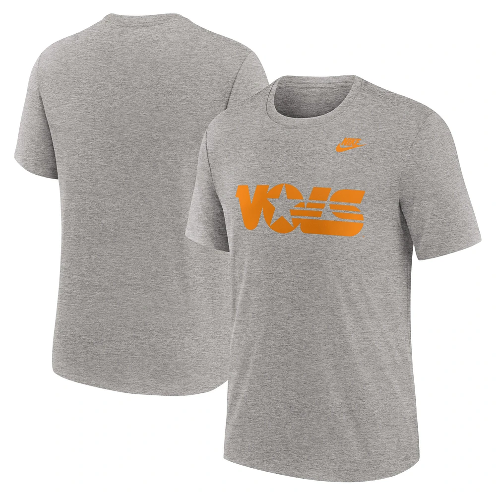 T-shirt Nike gris chiné Tennessee Volunteers Blitz Legacy Primary Tri-Blend pour homme