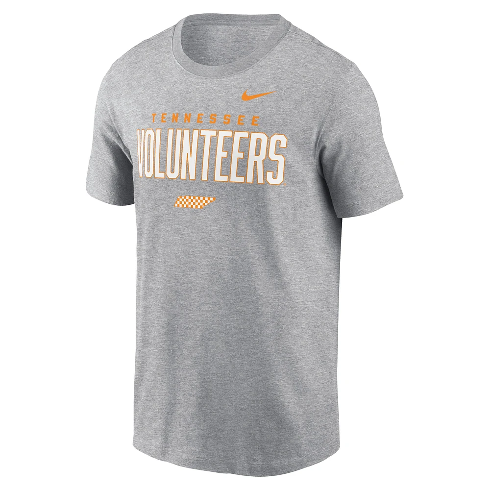 Men's Nike Heather Gray Tennessee Volunteers Campus 2-Hit Primary Mascot T-Shirt