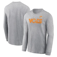T-shirt à manches longues avec logo principal Nike Heather Grey Tennessee Volunteers Legacy pour hommes