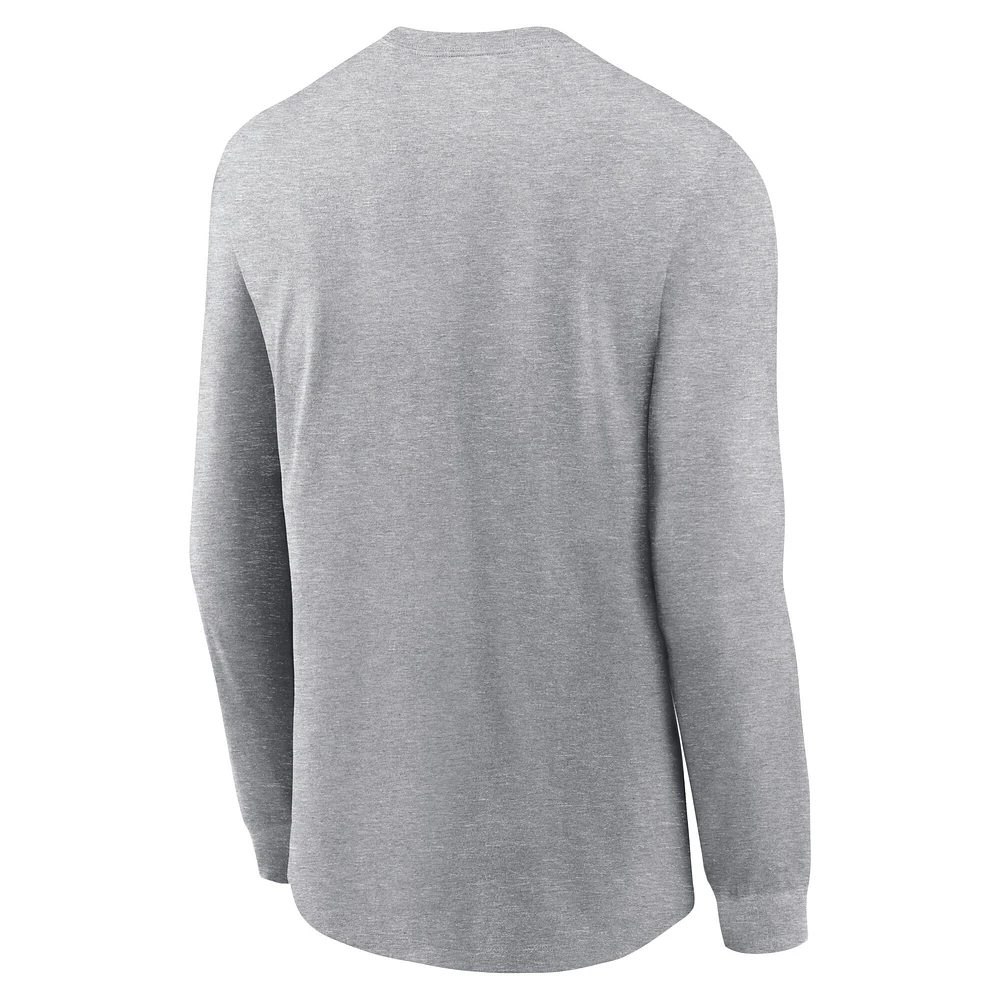 T-shirt à manches longues avec logo principal Nike Heather Grey Tennessee Volunteers Legacy pour hommes