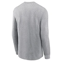 T-shirt à manches longues avec logo principal Nike Heather Grey Tennessee Volunteers Legacy pour hommes