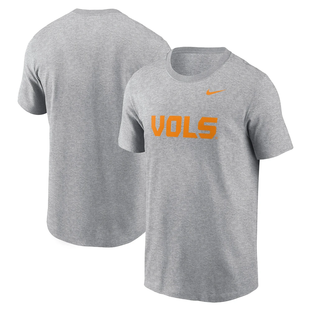 T-shirt Nike pour hommes, gris chiné, Tennessee Volunteers, Primetime Alternate Logo