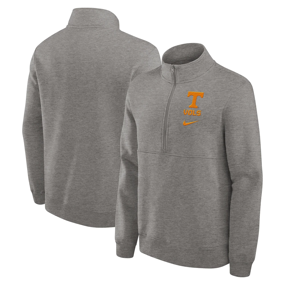 Men's Nike Heather Gray Tennessee Volunteers Primetime Club Half-Zip Sweatshirt