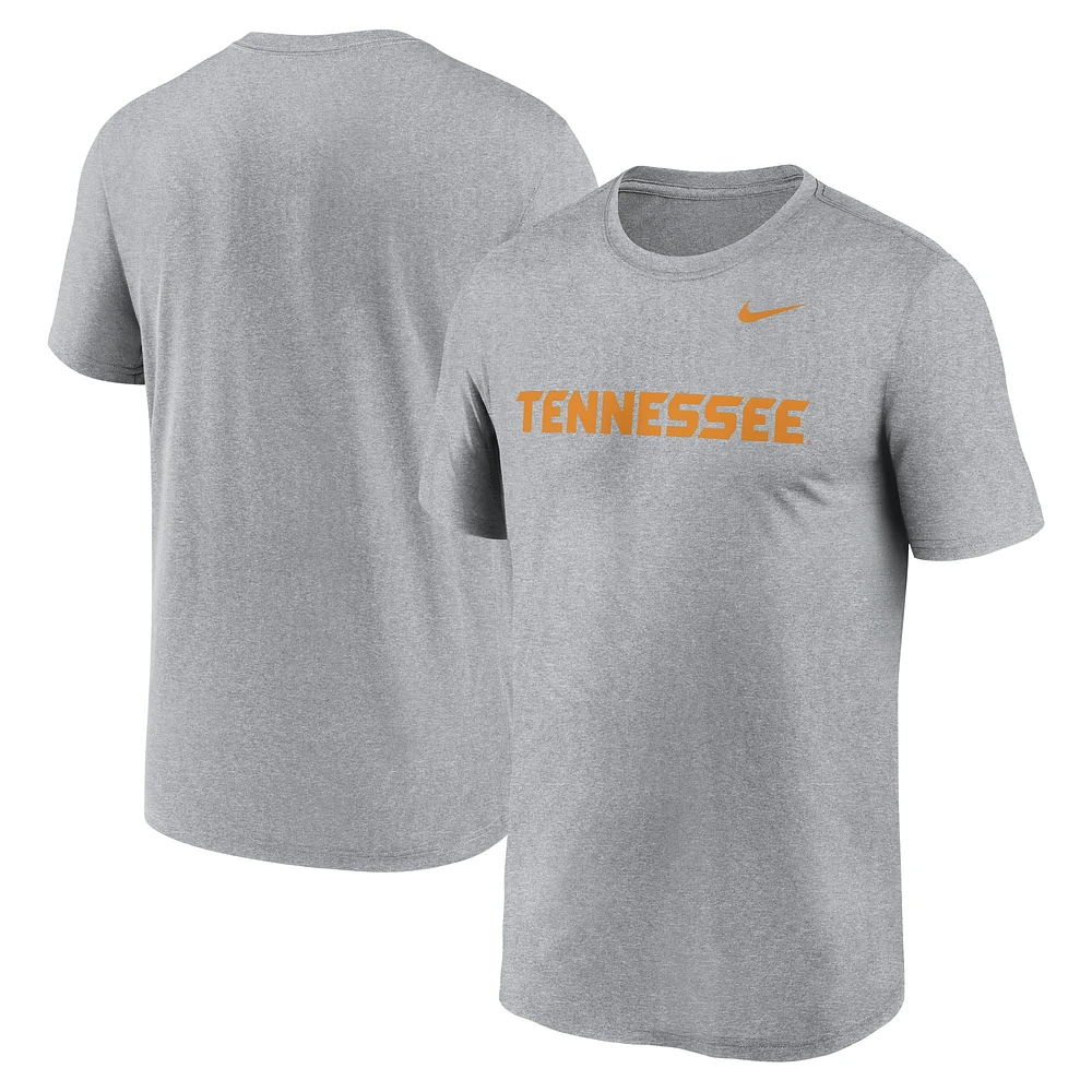 Men's Nike Heather Gray Tennessee Volunteers Primetime Legend Wordmark T-Shirt