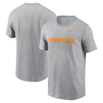 T-shirt Nike pour hommes, gris chiné, Tennessee Volunteers, Primetime Wordmark