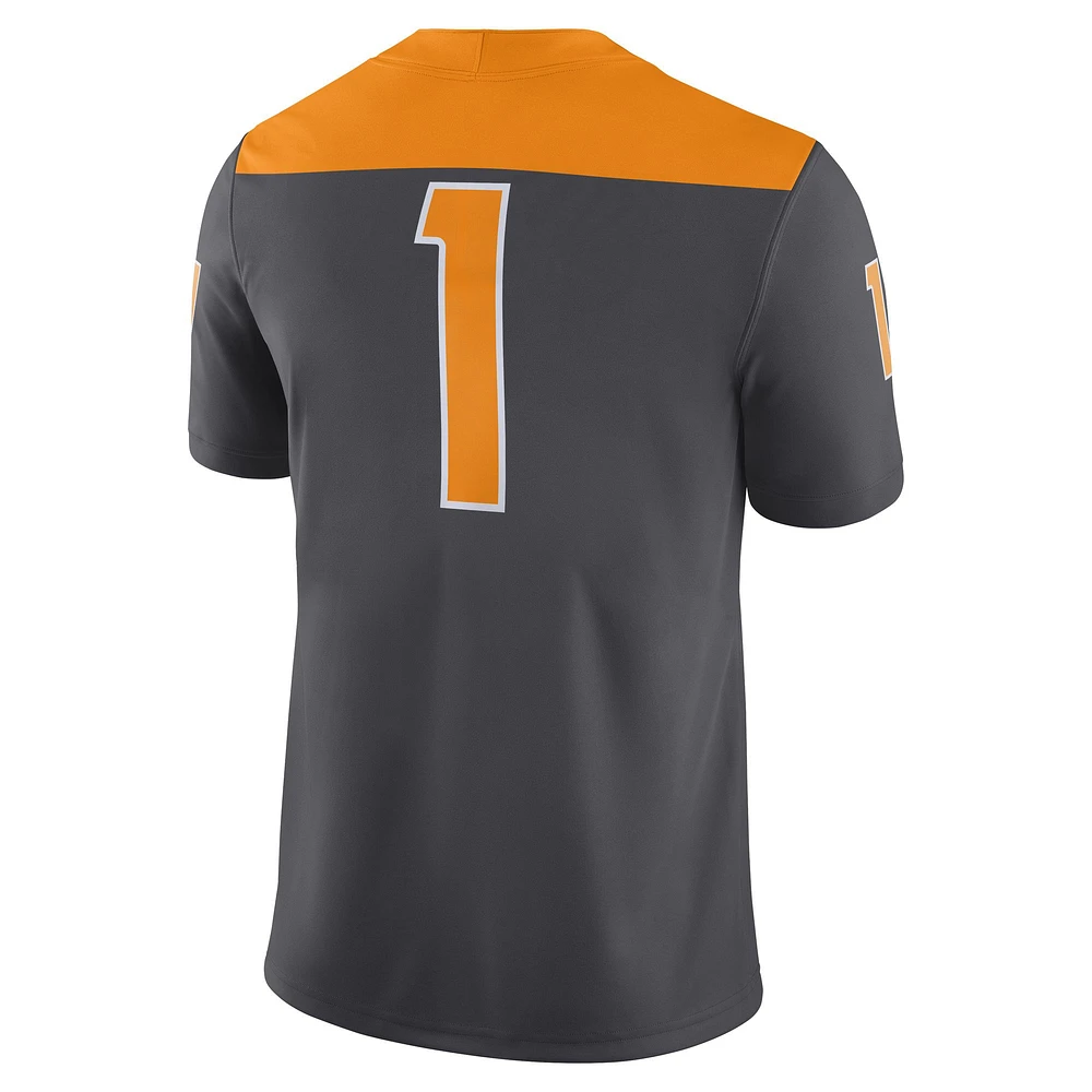 Maillot de match alternatif Nike #1 Anthracite Tennessee Volunteers pour hommes