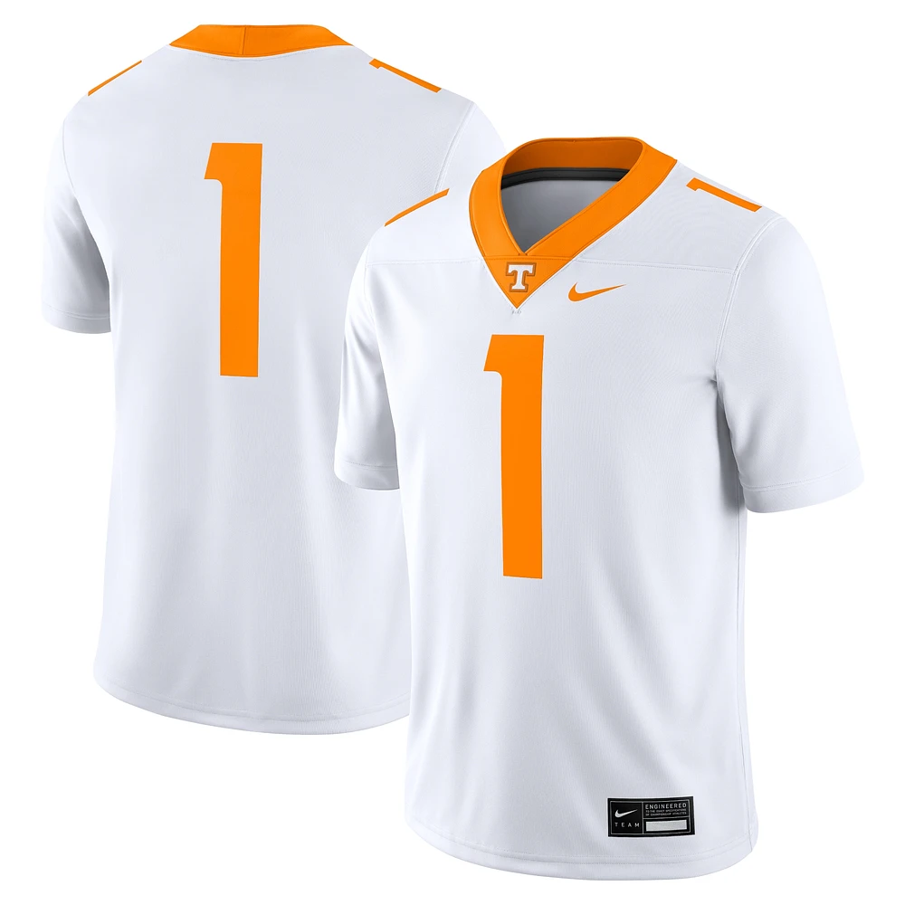 Maillot de match Nike #1 des Volontaires du Tennessee pour hommes, blanc