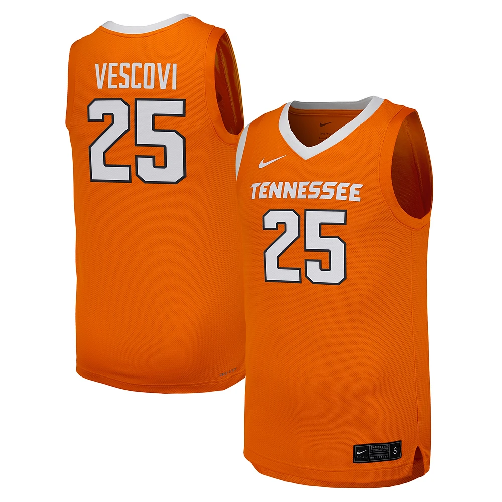 Maillot de joueur basket-ball Nike Santiago Vescovi Tennessee Orange Volunteers NIL pour homme