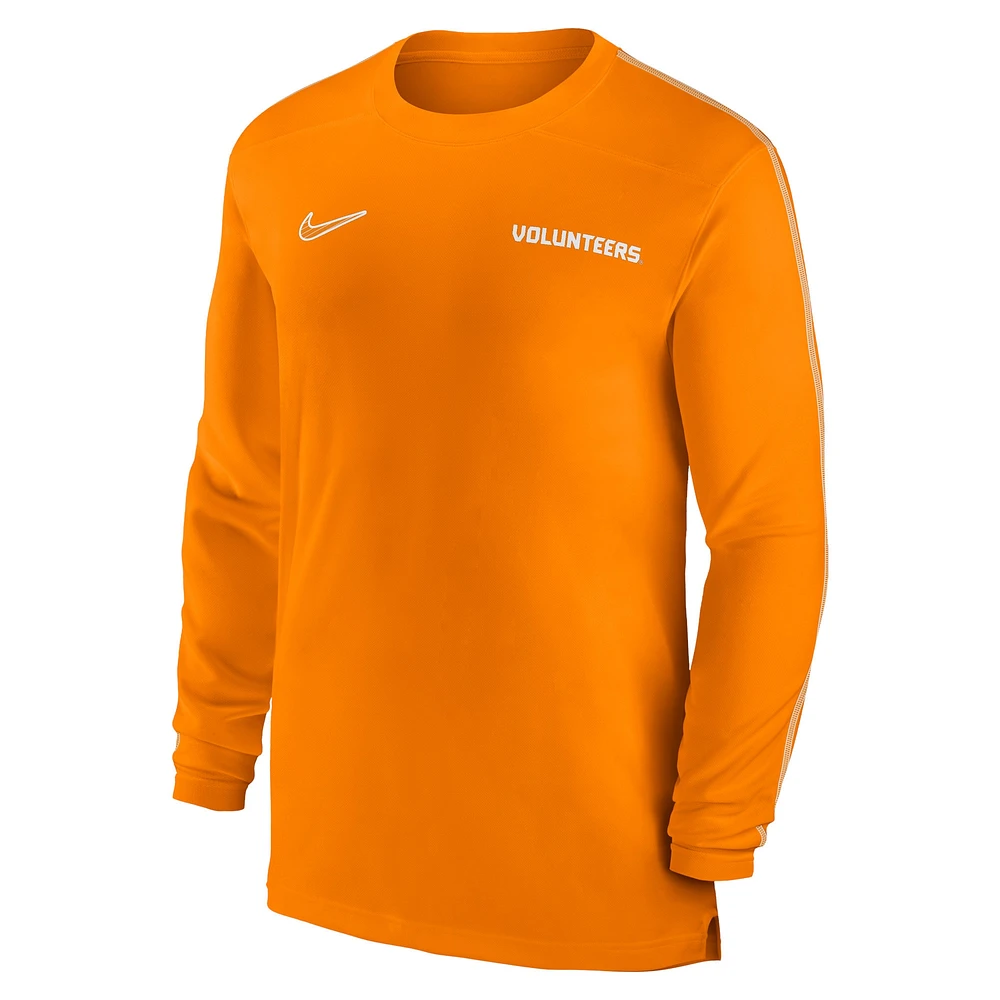 T-shirt à manches longues Nike Tennessee Orange Volunteers 2024 Sideline Coach UV Performance pour homme