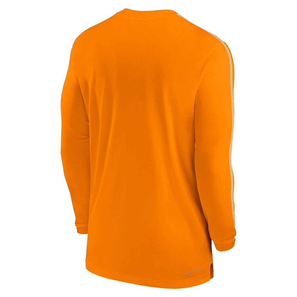 T-shirt à manches longues Nike Tennessee Orange Volunteers 2024 Sideline Coach UV Performance pour homme