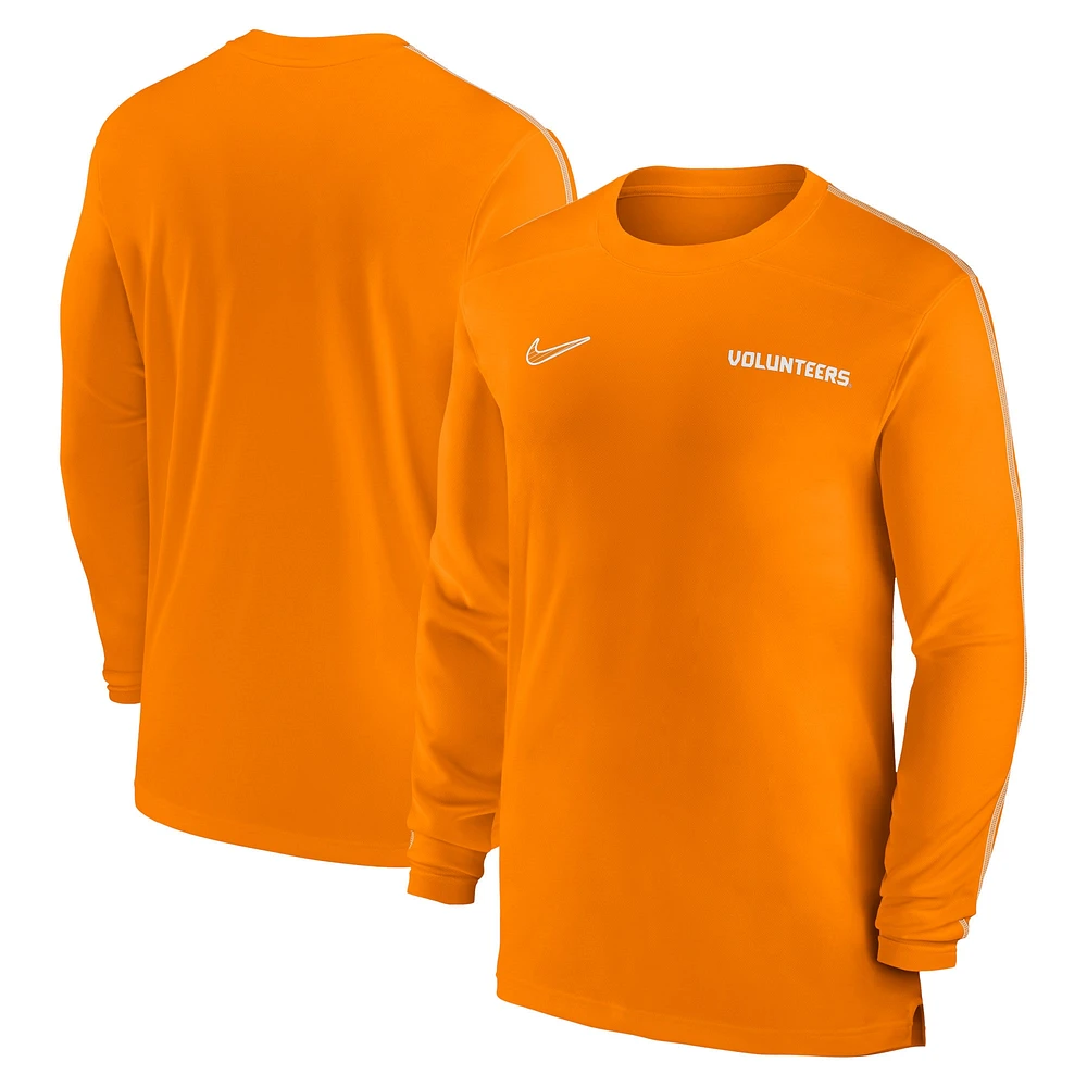 T-shirt à manches longues Nike Tennessee Orange Volunteers 2024 Sideline Coach UV Performance pour homme