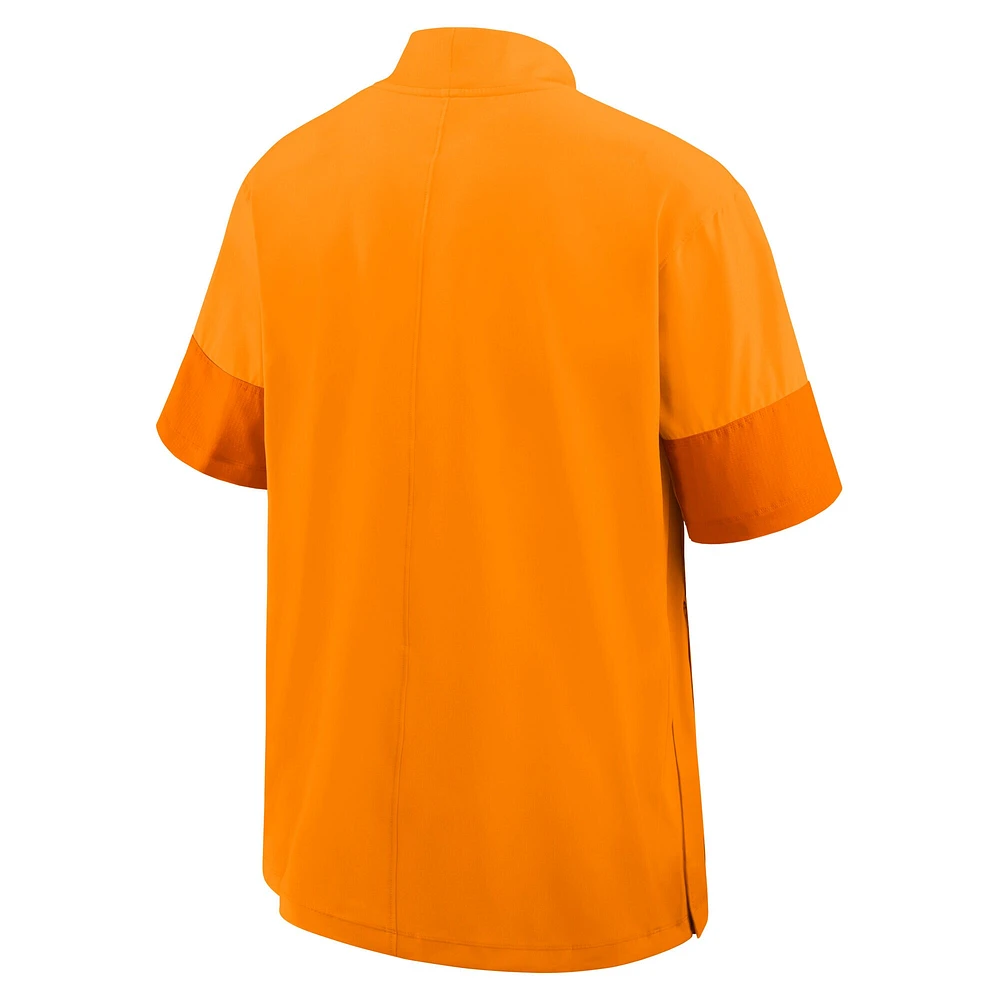 Veste d'entraîneur Nike Tennessee Orange Volunteers 2025 Sideline à manches courtes et quart de zip pour homme